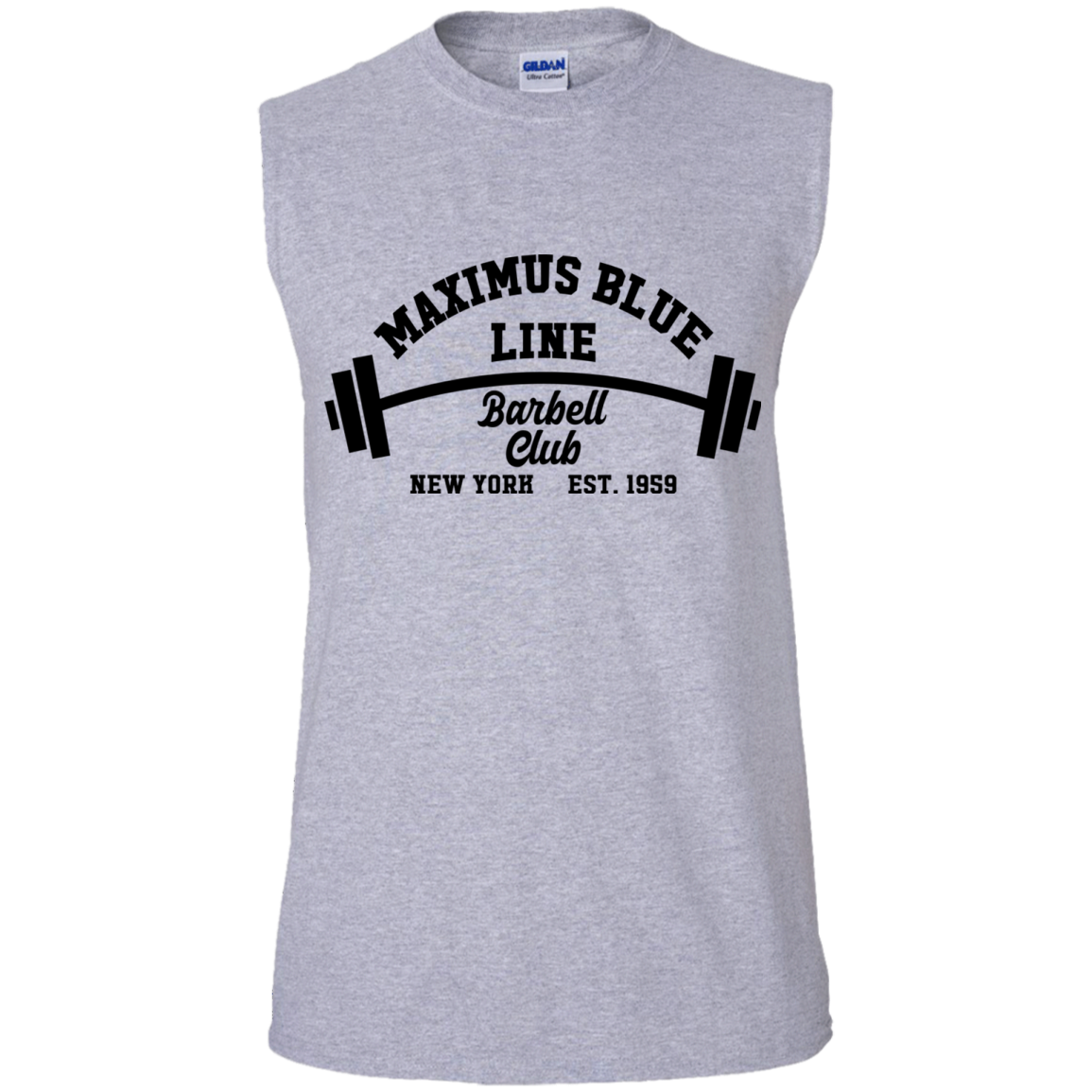 Maximus Blue Line Barbell Club Sleeveless T-Shirt