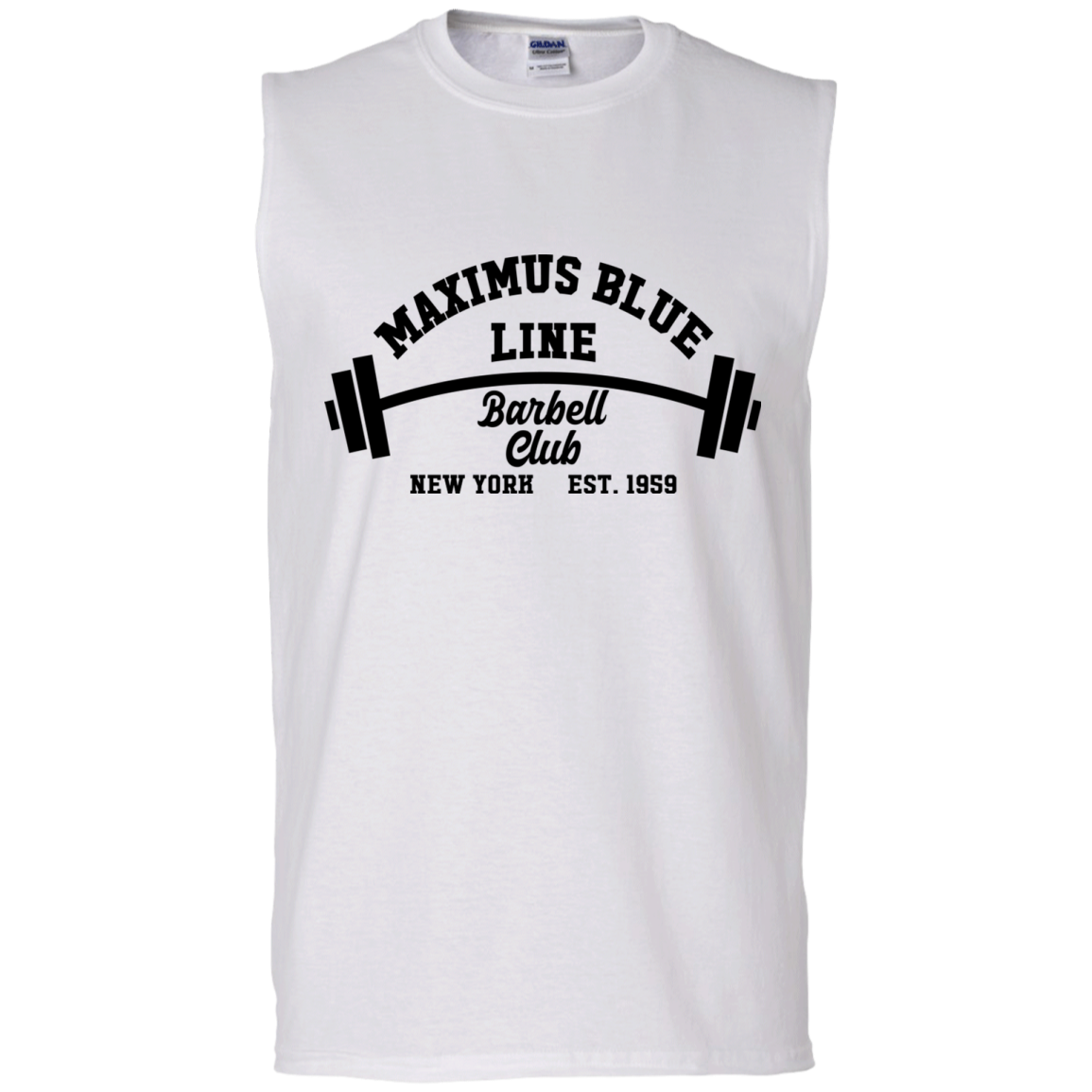 Maximus Blue Line Barbell Club Sleeveless T-Shirt